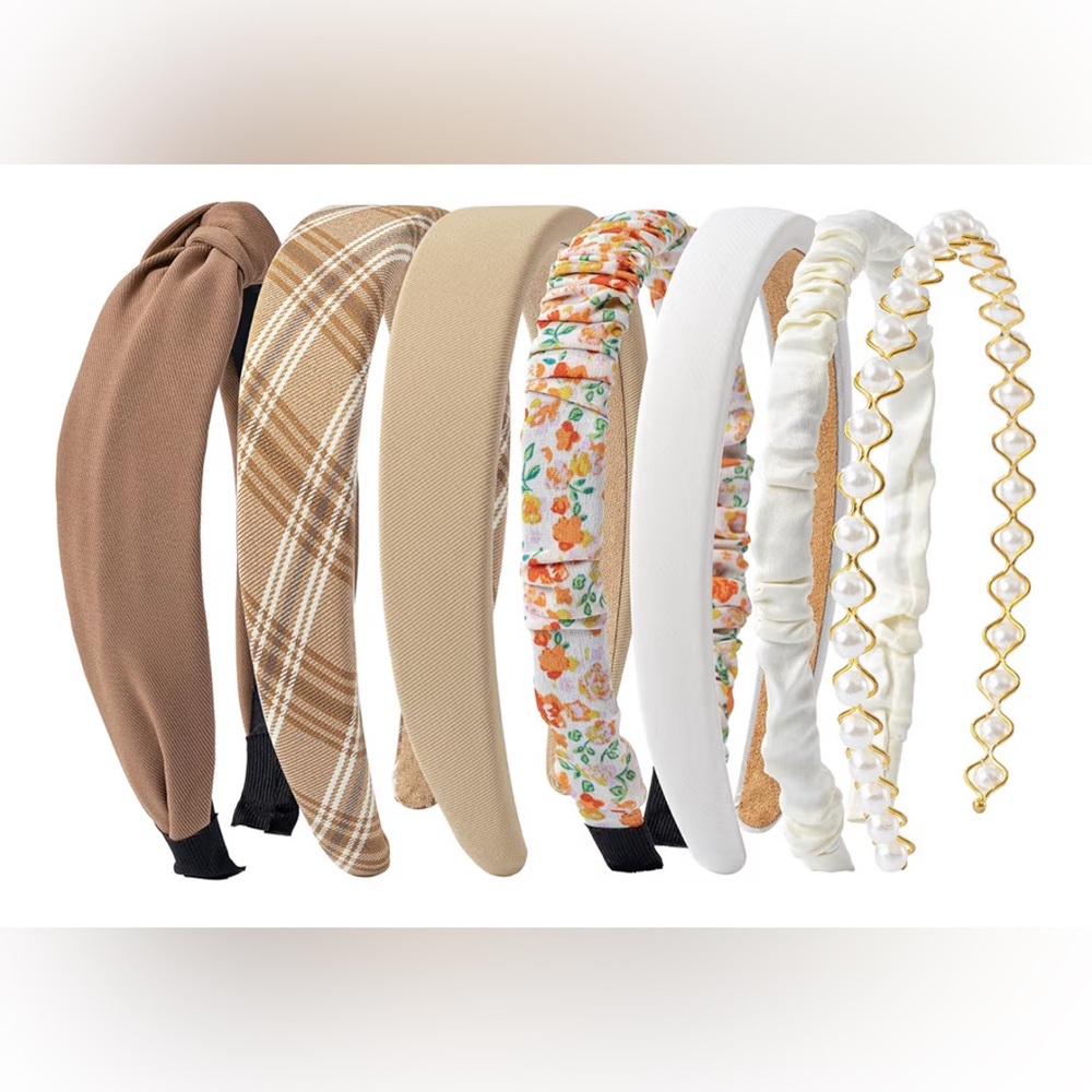 Stylish Women's Headband Set - Brown, Tan, White